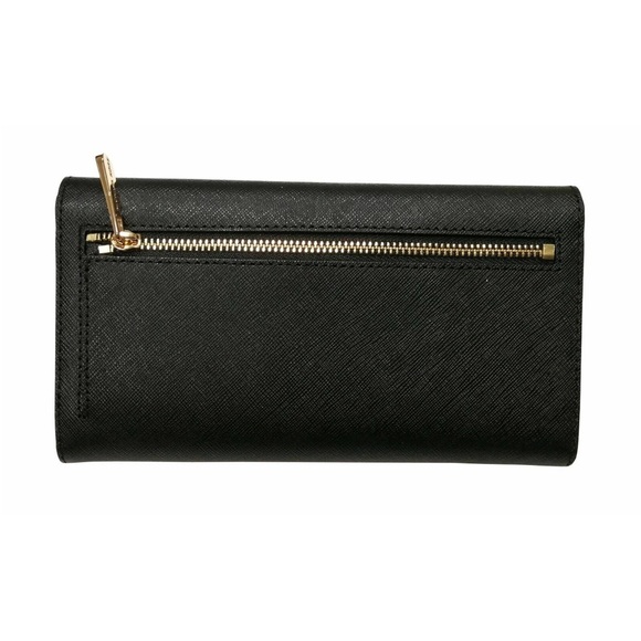 Michael Kors Womens Jet Set Travel Large Trifold Leather Wallet, Black - Picture 4 of 5